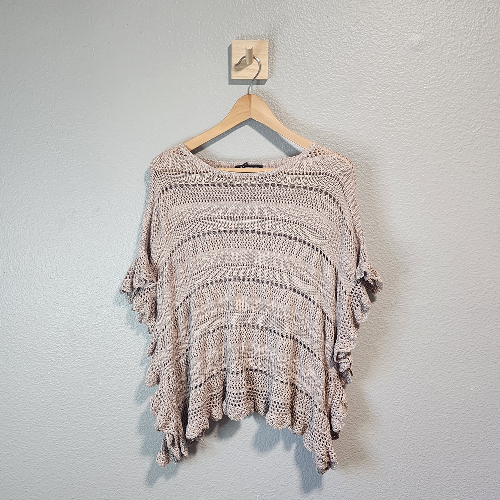 INC International Concepts Cream Knit Poncho